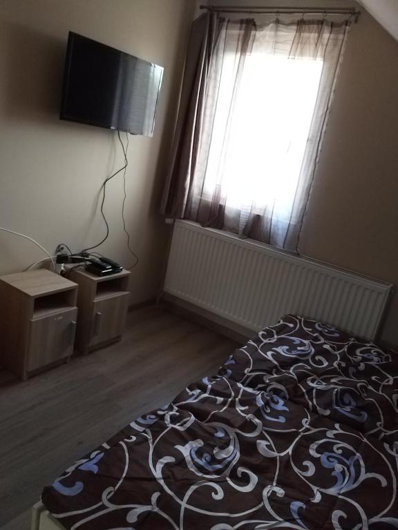 Televízia a/alebo spoločenská miestnosť v ubytovaní Nefelejcs Nyaraló-Vendégház