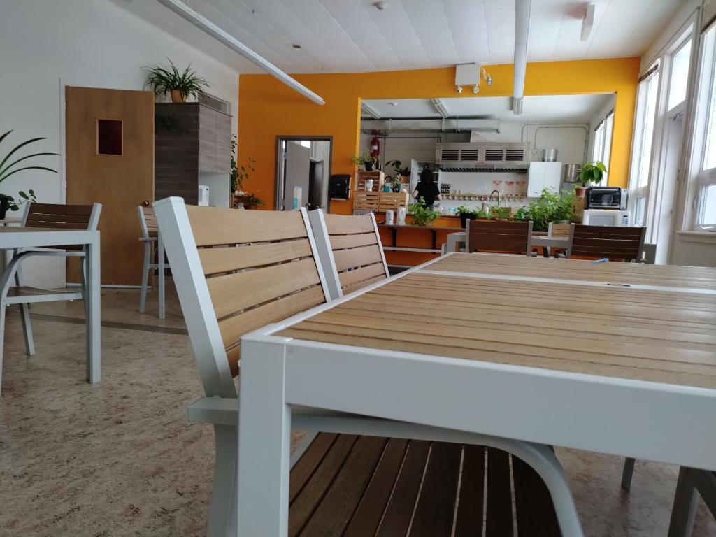Eldhús eða eldhúskrókur á Auberge La Petite École de Forillon