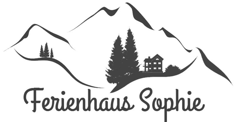 a logotype of a mountain and a house in the mountains at Ferienwohnung Franz in Waltenhofen