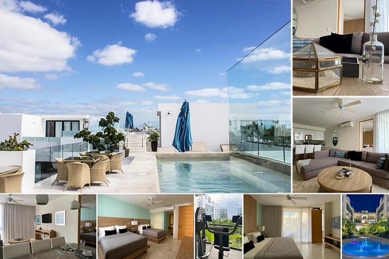 un collage de différentes photos d'une maison dans l'établissement Departamento 2 recámaras Anah, à Playa del Carmen