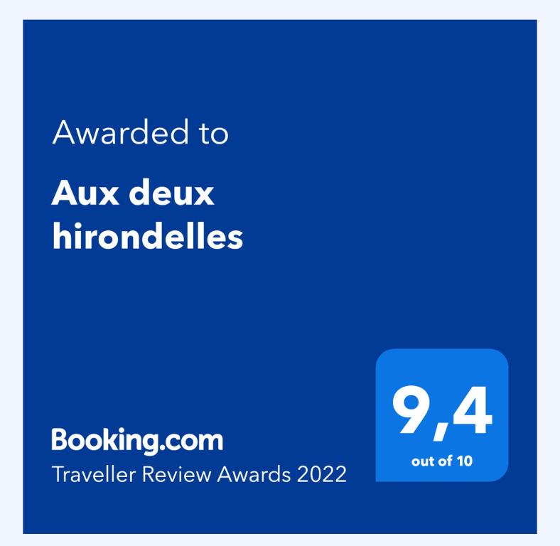Certifikát, hodnocení, plakát nebo jiný dokument vystavený v ubytování Aux deux hirondelles