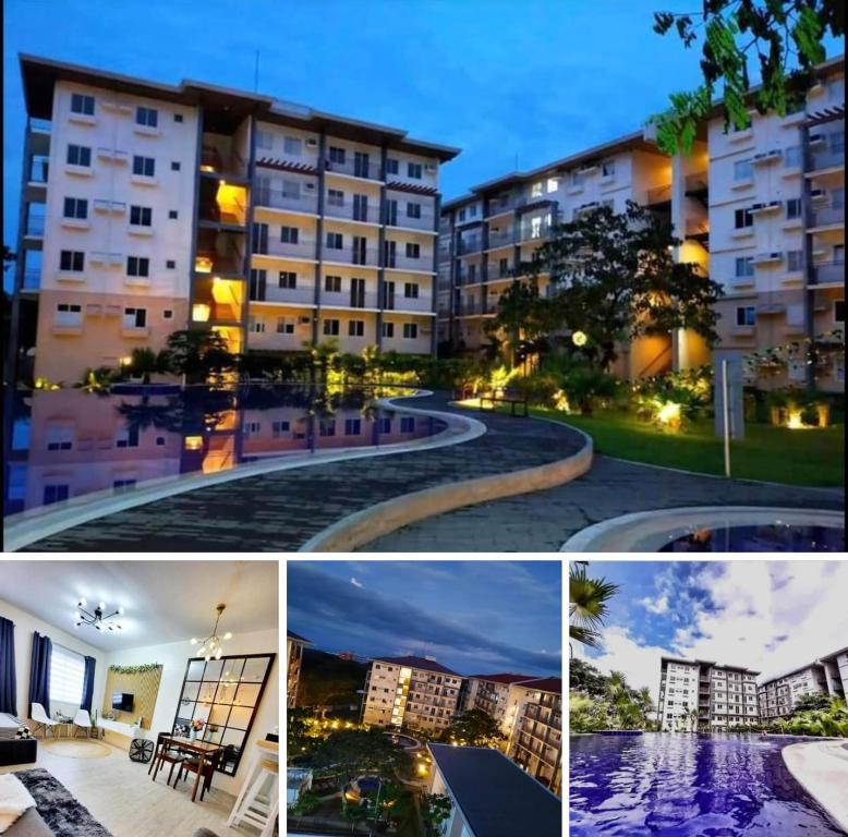 a collage of pictures of a building at Amaia Steps Nuvali fully furnished unit with swimming pool view near Carmelray Pitland in Calamba