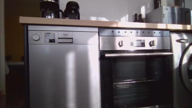 a kitchen with a stainless steel oven and a counter at bienvenue chez Alain et Marie in Antibes