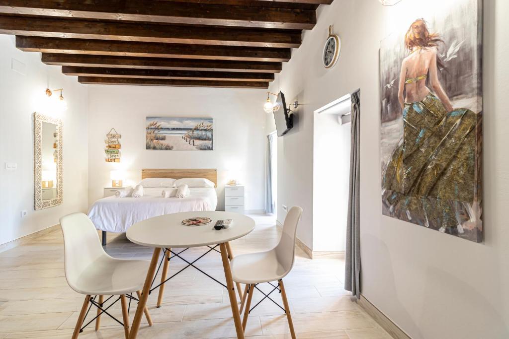 Posteľ alebo postele v izbe v ubytovaní Allo Apartments Plateros Centro Jacuzzi Comunitario