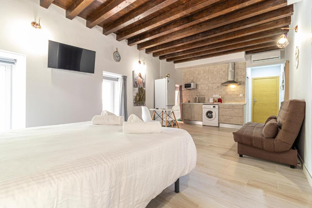 Televízia a/alebo spoločenská miestnosť v ubytovaní Allo Apartments Plateros Centro Jacuzzi Comunitario