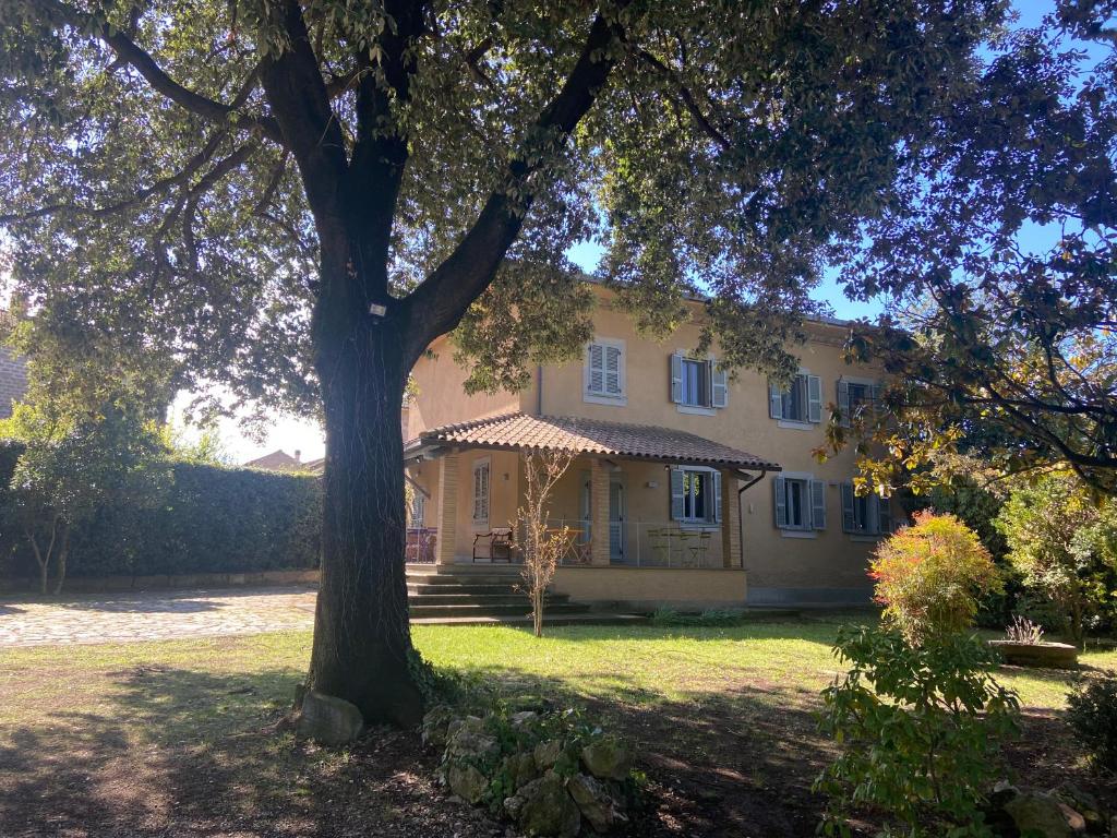a large tree in front of a house at Villa Adriana Tuscia Country Retreat in Vetralla