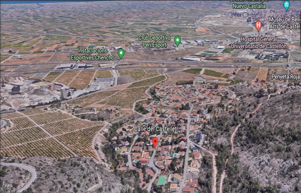 un mapa de una ciudad con globos verdes en Villa La Torreta REF 056, en Castellón de la Plana