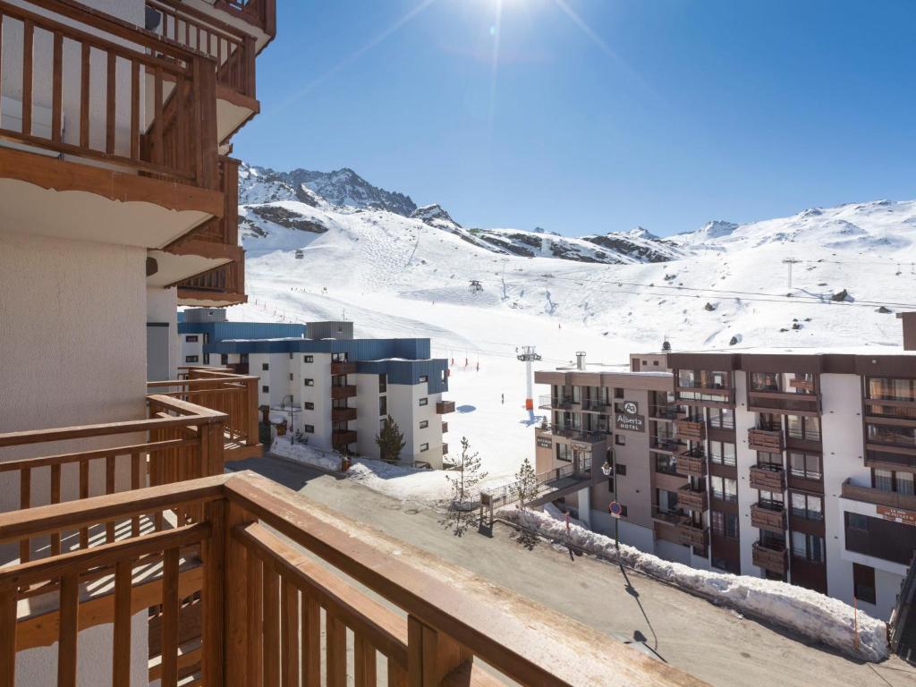 a view from the balcony of a ski resort at Apartment Les Hauts de Chavière by Interhome in Val Thorens