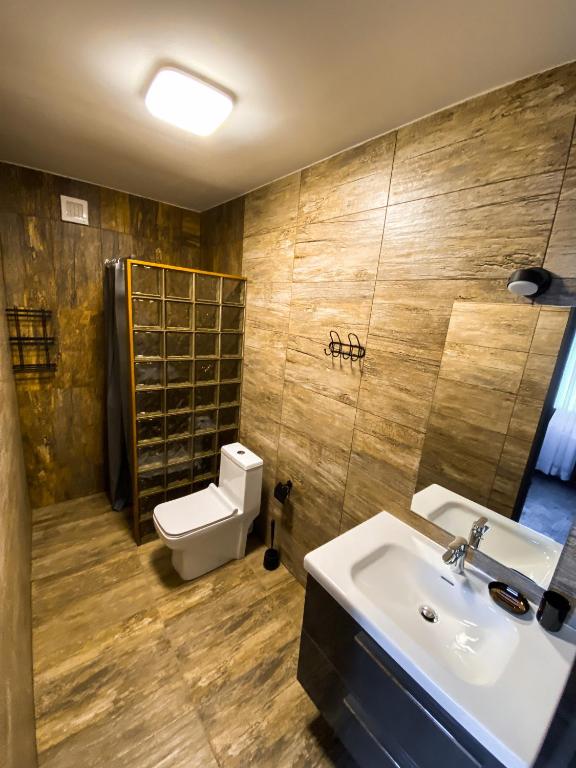 Koupelna v ubytování Hotel Petra