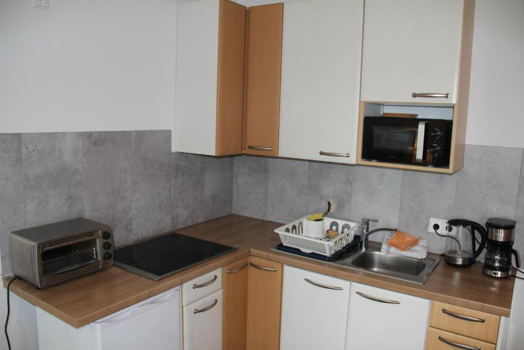 Kuchyň nebo kuchyňský kout v ubytování Workers Appartements Kreuzwirt