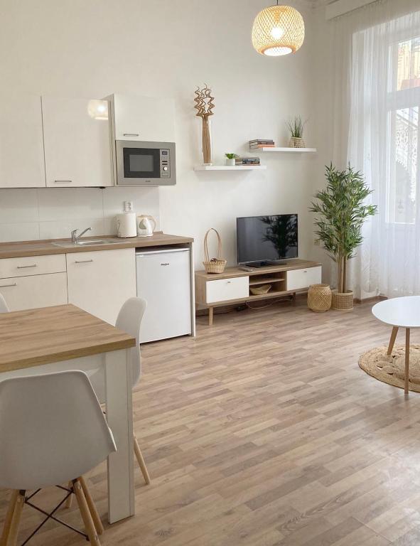 Kuchyň nebo kuchyňský kout v ubytování Three Rings Apartments