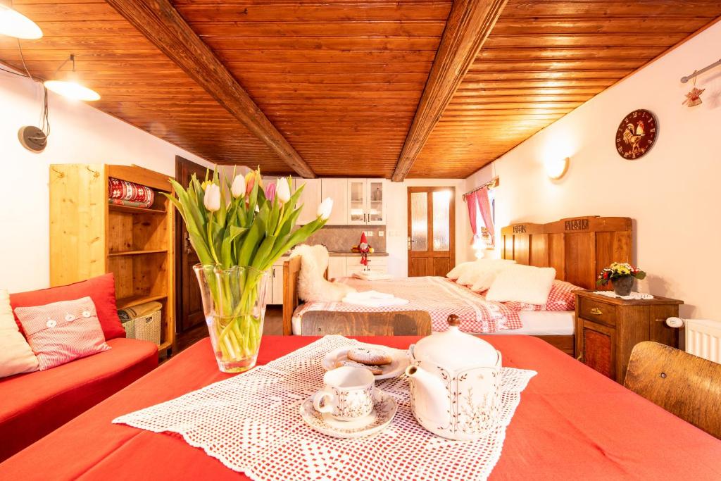 Postel nebo postele na pokoji v ubytování Apartmány Tollendorf Lužické hory