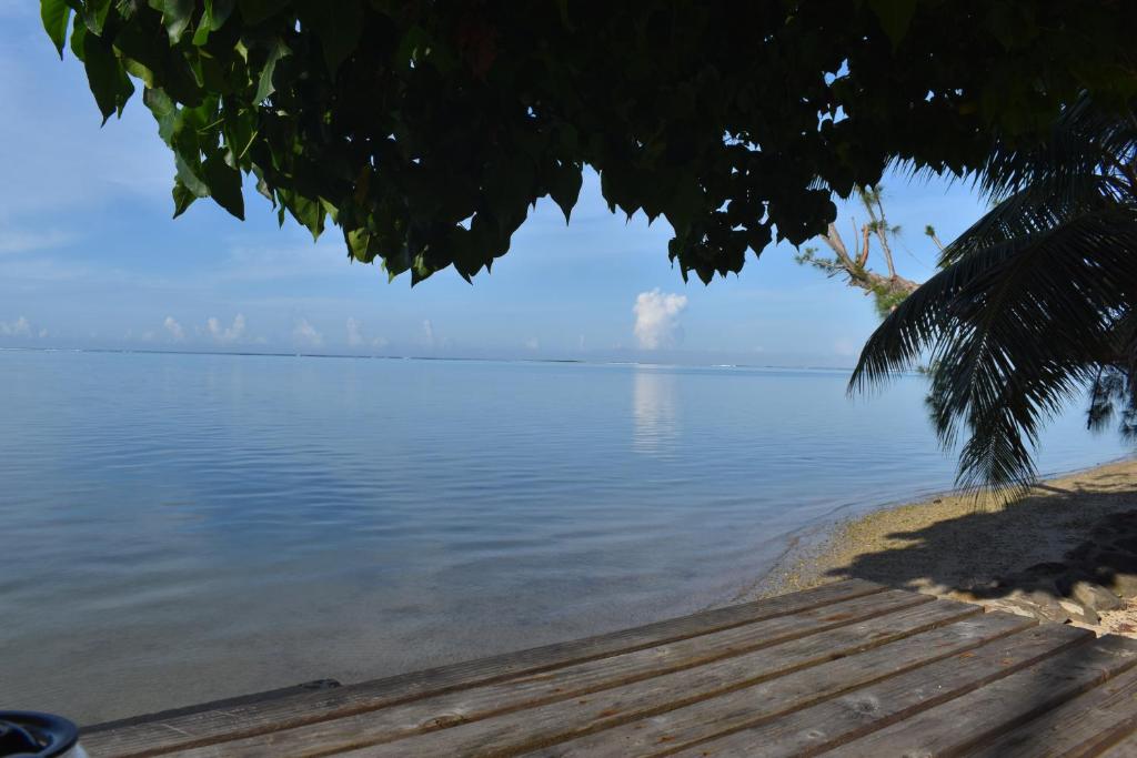 a view of the water from a dock at Fare Aute Beach in Vaianae