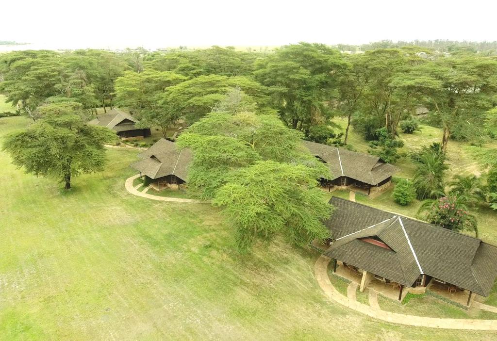 Letecký snímek ubytování Ol Tukai Lodge Amboseli