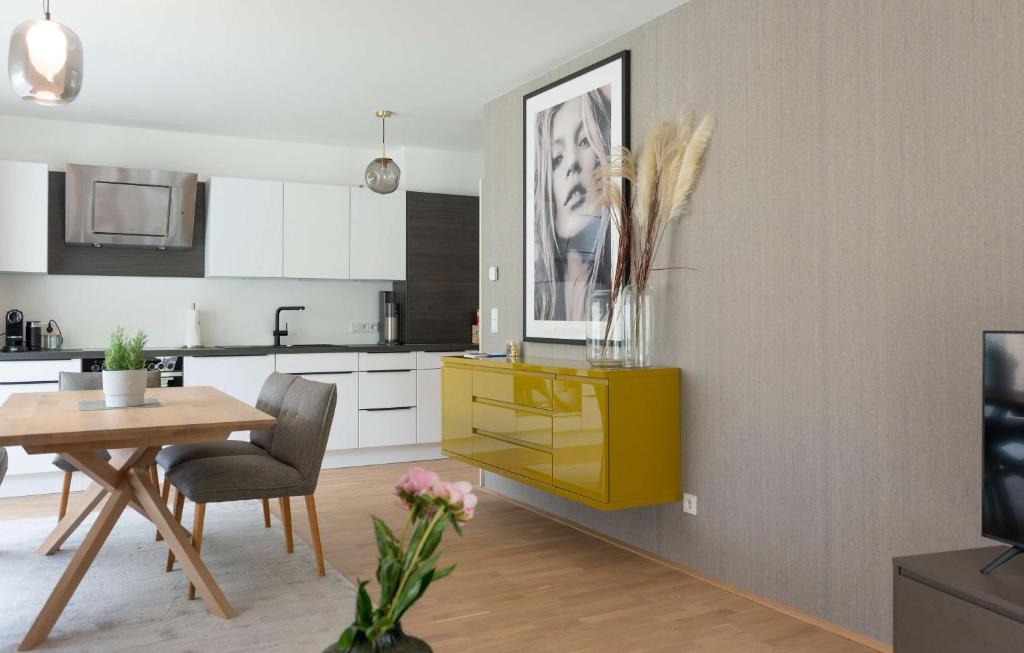 A kitchen or kitchenette at Apartments Traunkai Bad Ischl