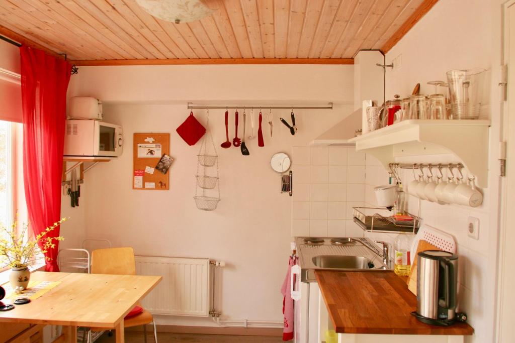 Kuchyň nebo kuchyňský kout v ubytování Bed & Breakfast Björkhyddan