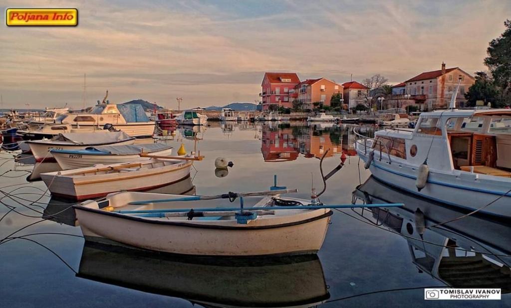 a group of boats are docked in a harbor at Apartment Pradini in Poljana
