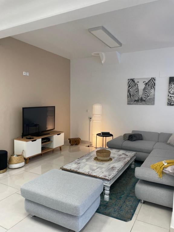 Televízia a/alebo spoločenská miestnosť v ubytovaní Stadtsuite mit Sauna in Wiener Neustadt 135 m2