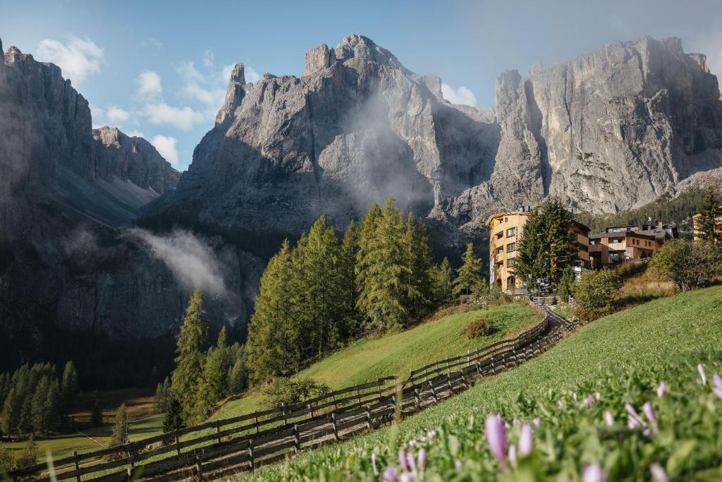 a scenic view of a scenic mountain range at Kolfuschgerhof Mountain Resort in Colfosco