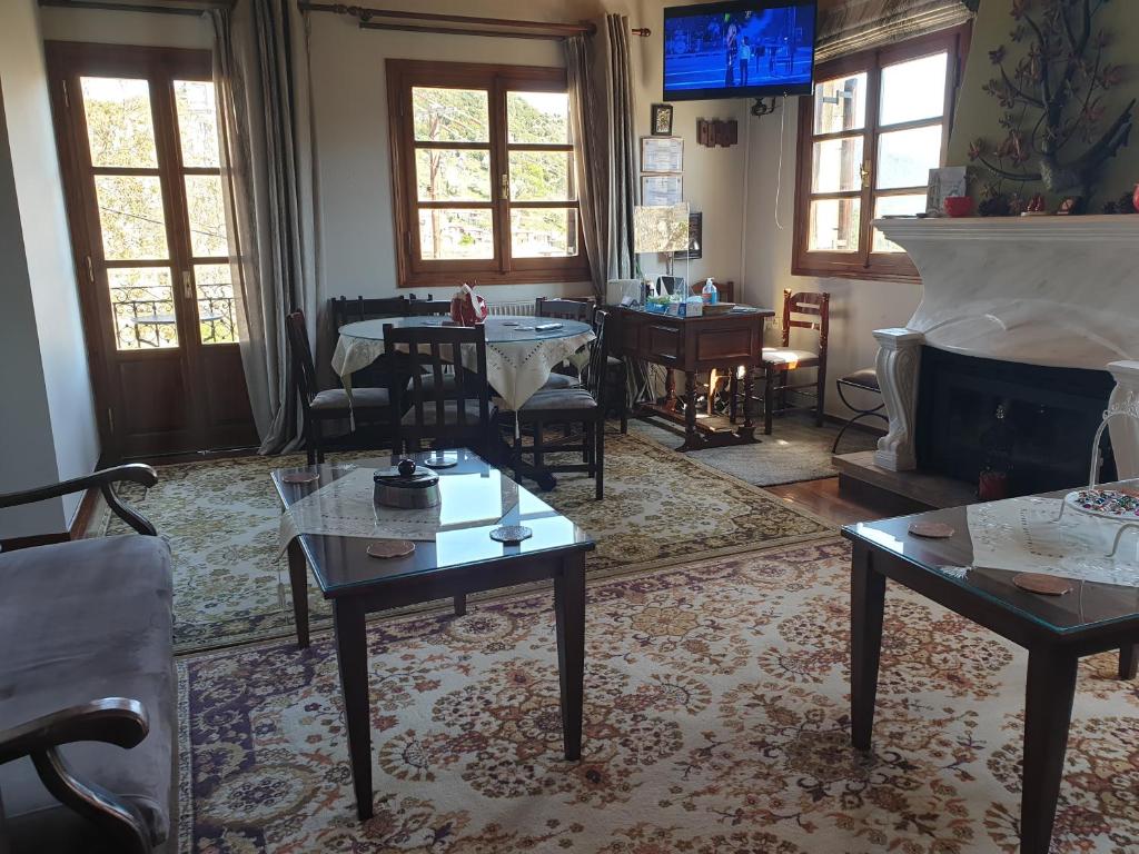 A seating area at Xenonas Orizontes
