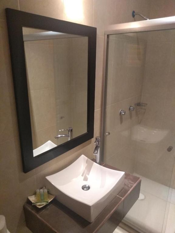 Koupelna v ubytování Hotel Anber