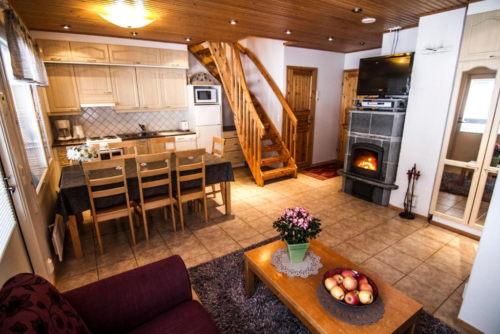 Kuchyň nebo kuchyňský kout v ubytování Vuokatti Apartments