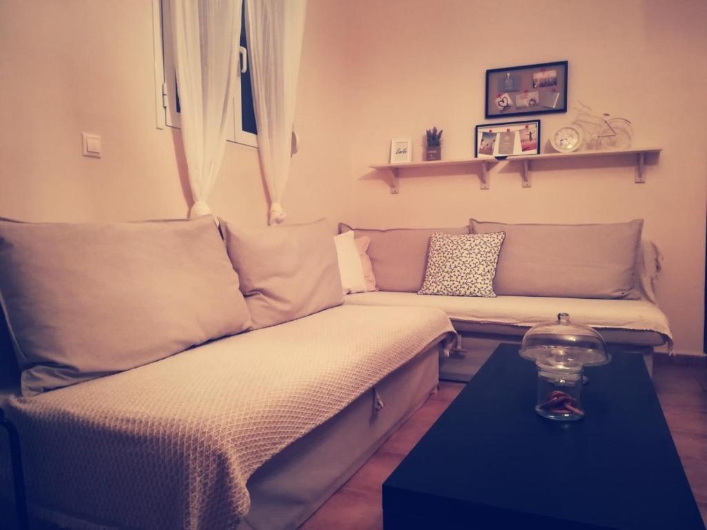 A seating area at Lux House next to the Airport of Athens. Transport 24h