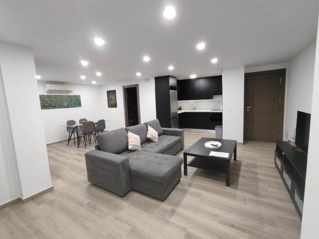 Televízia a/alebo spoločenská miestnosť v ubytovaní Apartamentos La Libertad 1