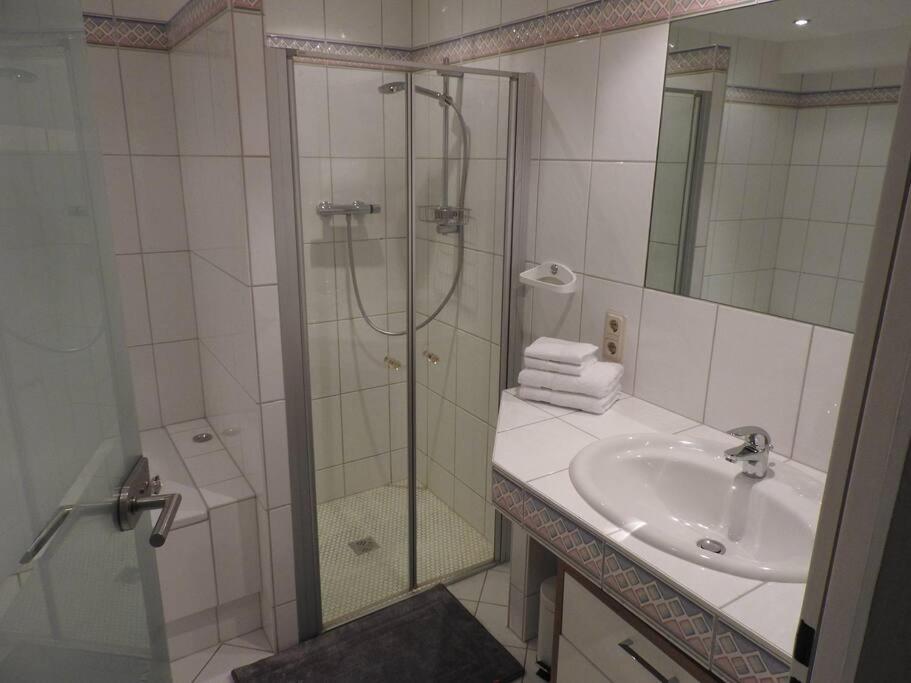Koupelna v ubytování Schöne gemütliche Ferienwohnung mit Fernblick.