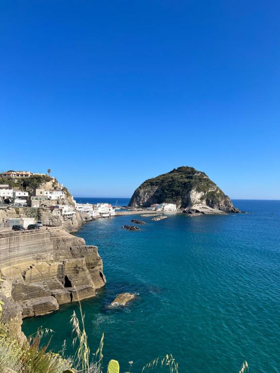 een uitzicht op een klein eiland in de oceaan bij Casa Francesco in Ischia