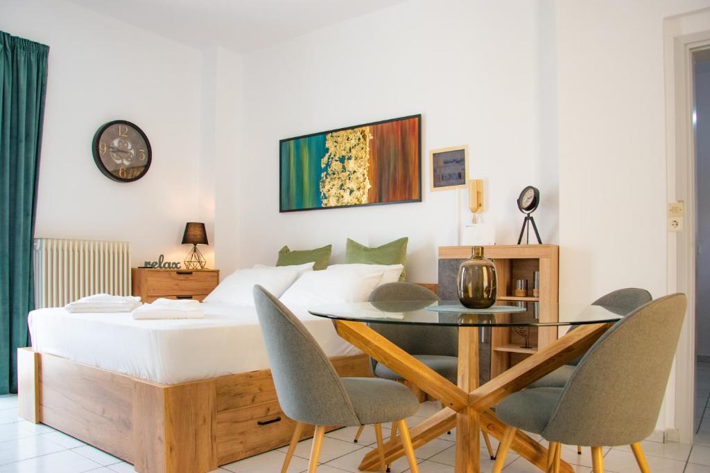 Posteľ alebo postele v izbe v ubytovaní Anesis Residence