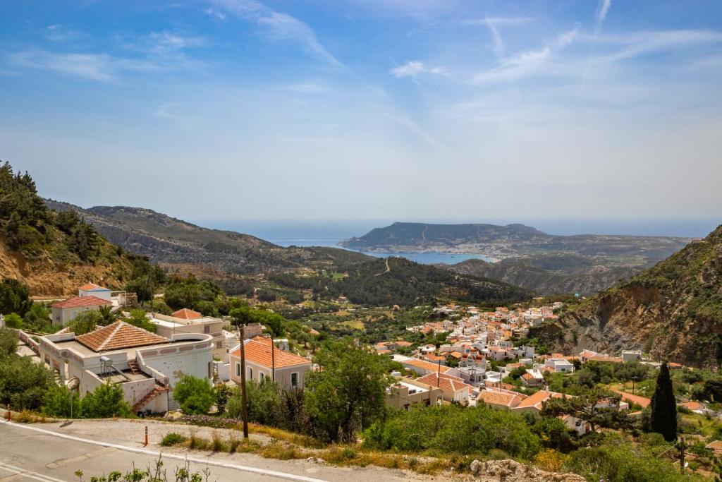 a view of a town in the mountains at Karpathos View Villa in Karpathos
