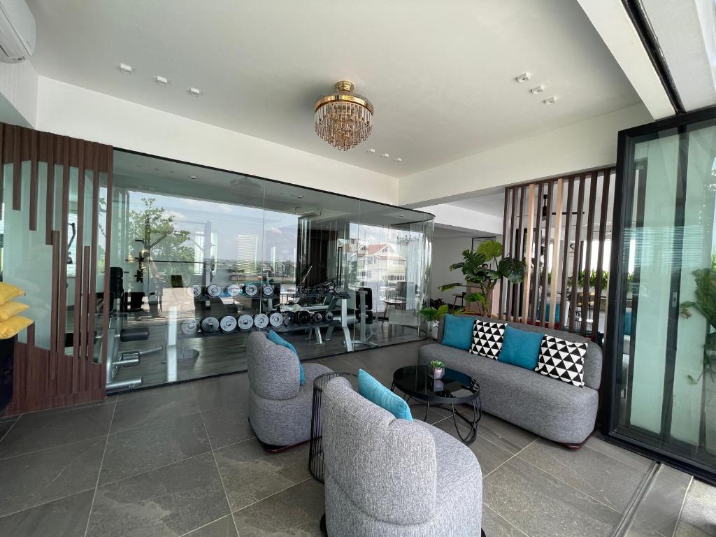 Posezení v ubytování Harmony Phnom Penh Hotel