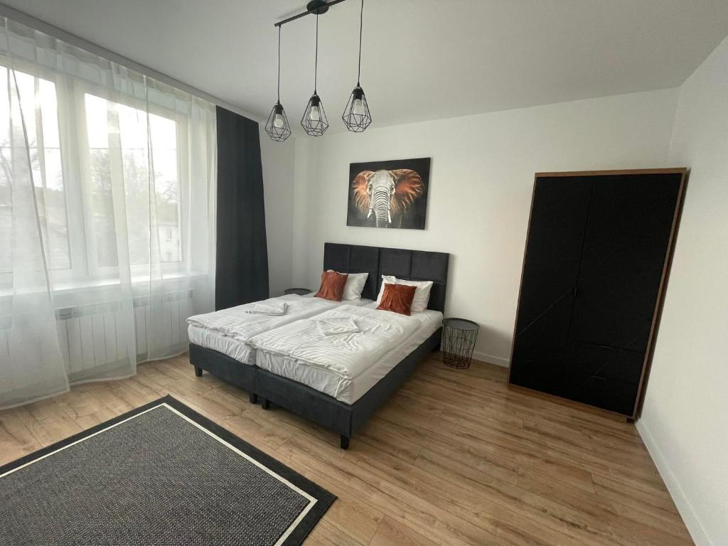 Posteľ alebo postele v izbe v ubytovaní Apartamenty Zwierzyniec Roztocze