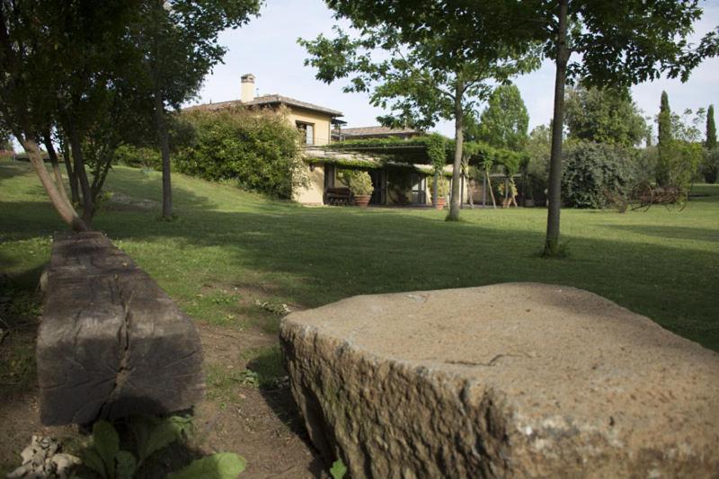 ein großer Felsen inmitten eines Parks in der Unterkunft Agriturismo Scuderie della Contea in Sutri