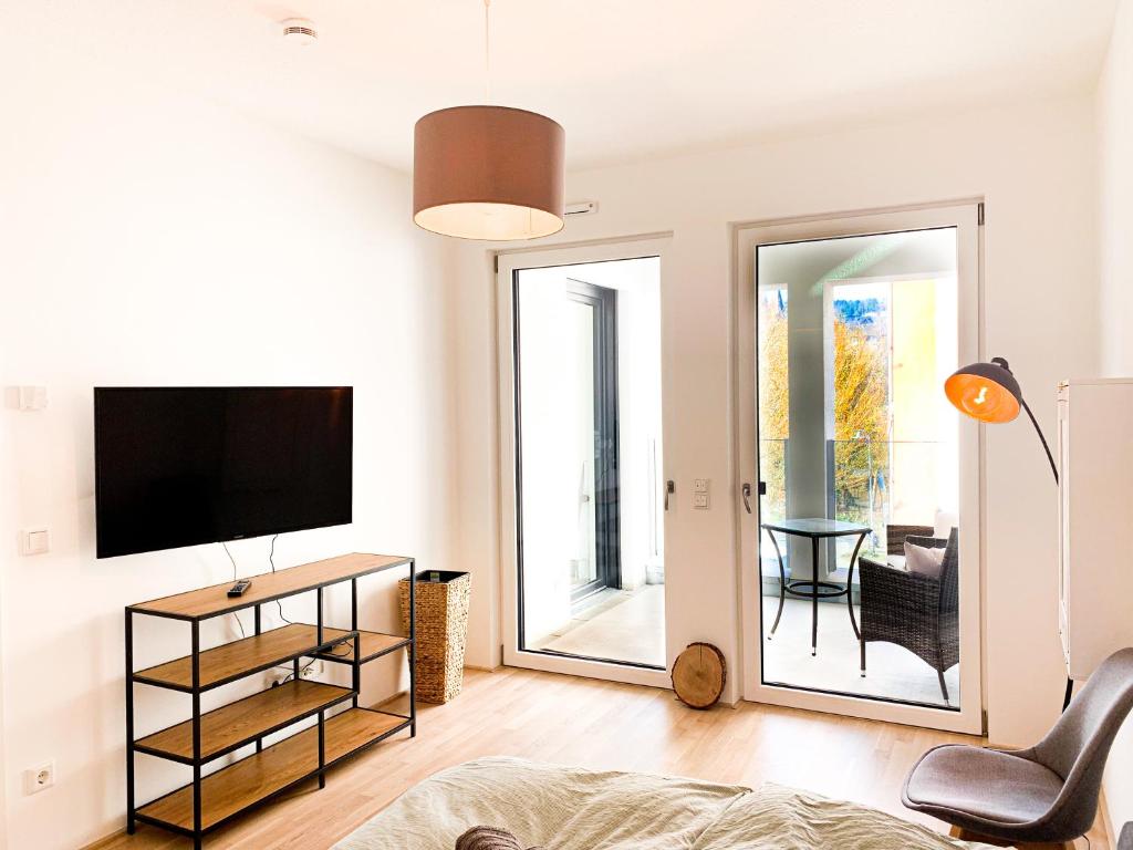 Μια τηλεόραση ή/και κέντρο ψυχαγωγίας στο Home away from Home in a lovely vine region Bingen