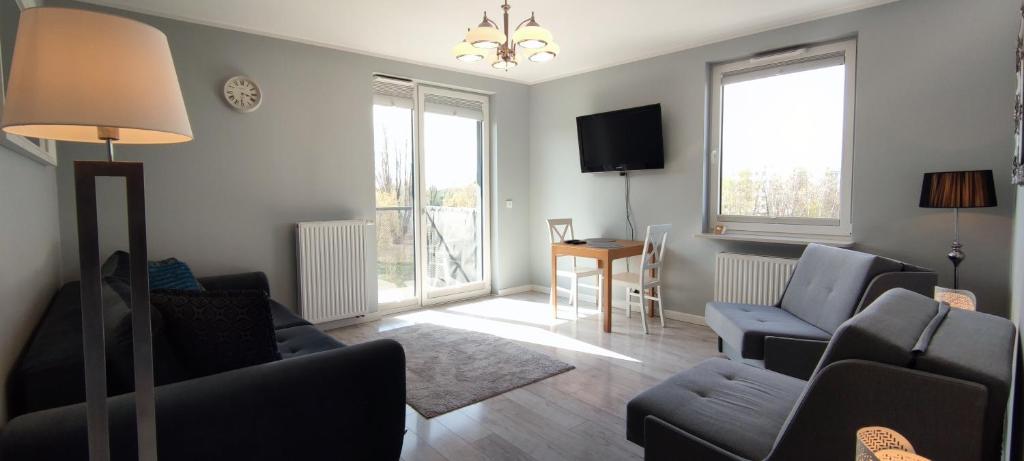 Televízia a/alebo spoločenská miestnosť v ubytovaní Labo Apartment Fort Wola