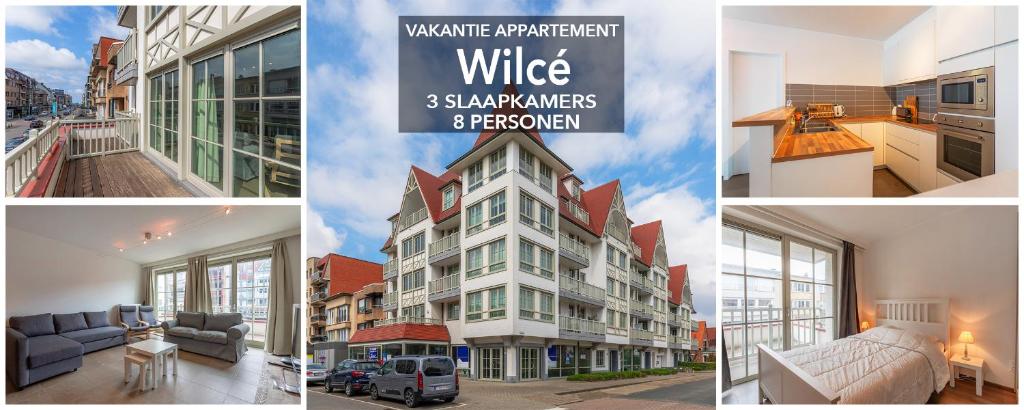 un collage de cuatro fotografías de un edificio en Wilcé 0102, en Koksijde