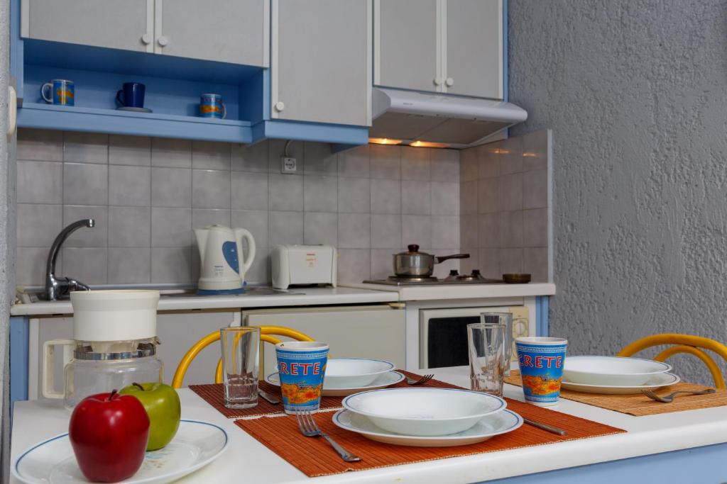 Kuchyň nebo kuchyňský kout v ubytování Latania Apartments