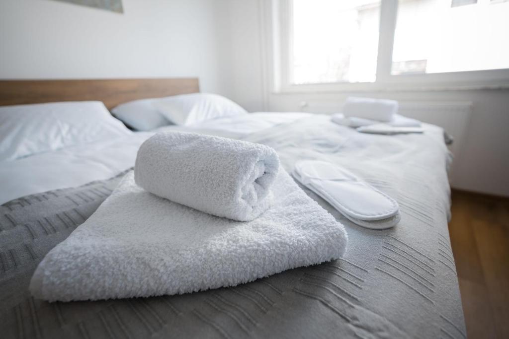 Postel nebo postele na pokoji v ubytování Apartma Lida 1