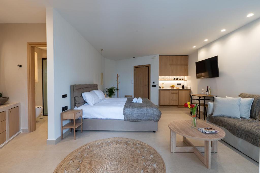 Posteľ alebo postele v izbe v ubytovaní Rethymno Lovely city center apartment