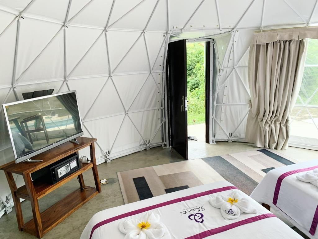 TV a/nebo společenská místnost v ubytování Shanti Wellness Sanctuary