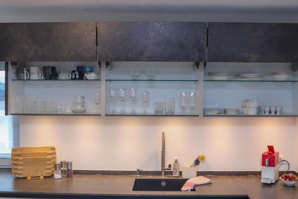 Kuchyň nebo kuchyňský kout v ubytování Ferienwohnung Melcher
