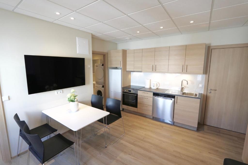 Kuchyň nebo kuchyňský kout v ubytování K16Apartments
