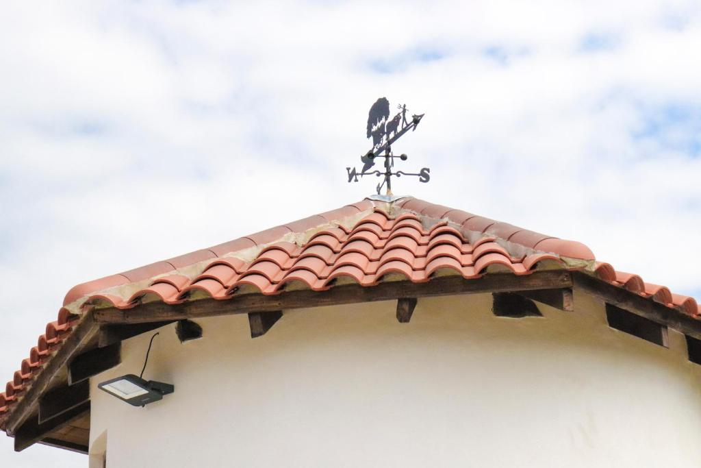 a roof with a weather vane on top of it at Pura Agro Vida in Galizano