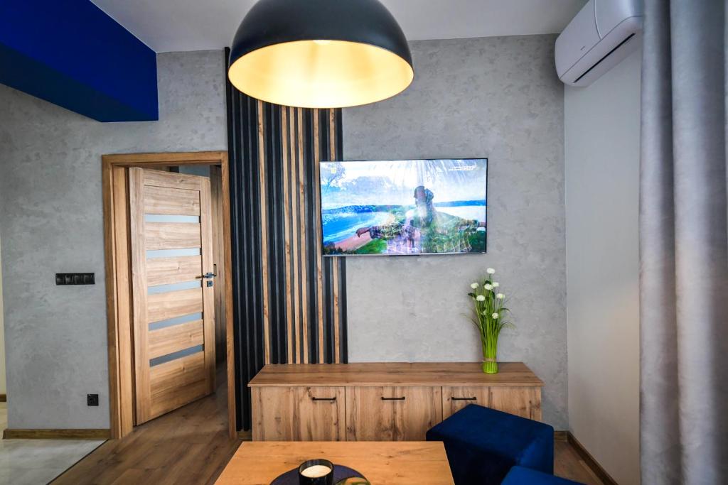 Televízia a/alebo spoločenská miestnosť v ubytovaní Apartament Komfort 17