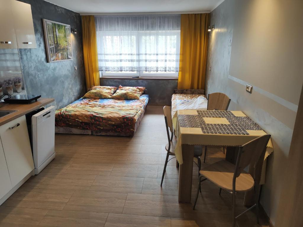 Postel nebo postele na pokoji v ubytování Leśna 5E