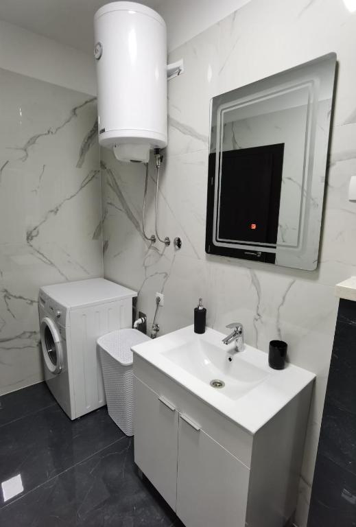 Kuchyň nebo kuchyňský kout v ubytování Apartman Lu