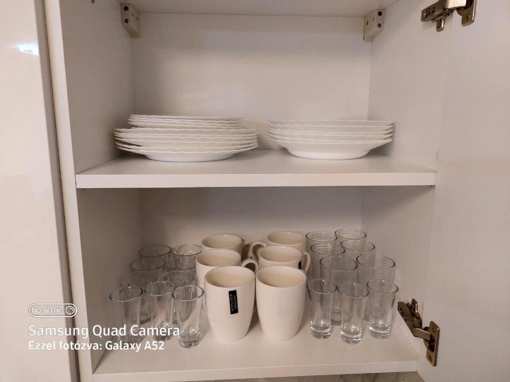 Zestaw do parzenia kawy i herbaty w obiekcie Fesztivál Balaton parti Apartman