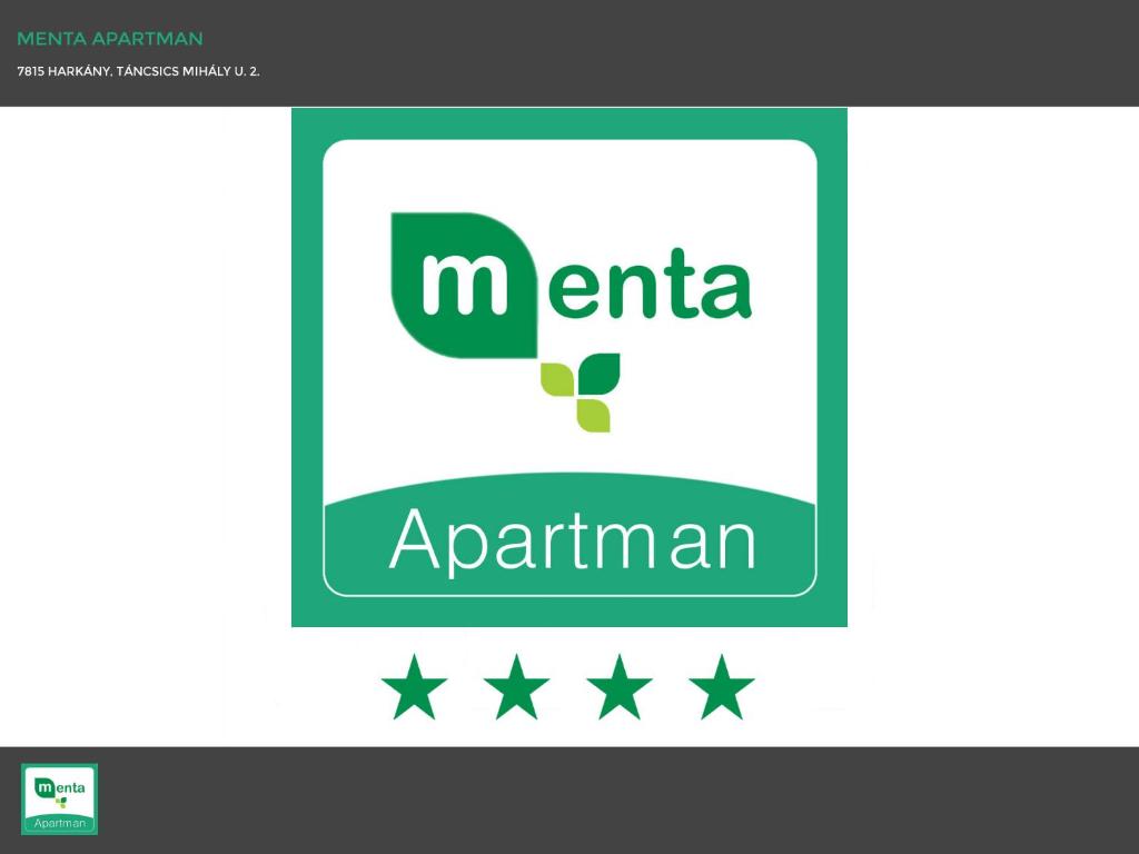 "ハルカーニャ"にあるMenta Apartmanの星付きアナーマ組織のロゴ